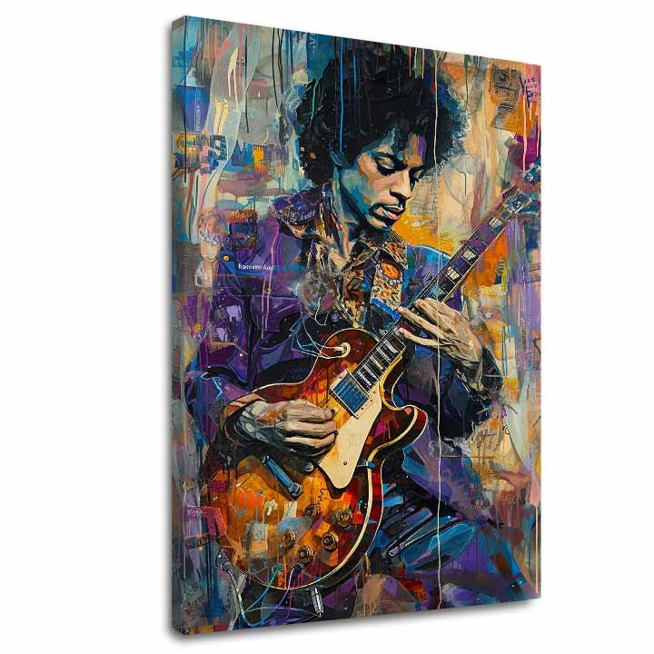 Immagine JIMI HENDRIX - Chitarra in fiamme | rifinito a mano dall'artista - immagine 2