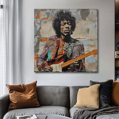 Immagine JIMI HENDRIX - Chitarra poesia | rifinito a mano dall'artista