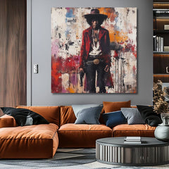 Immagine JIMI HENDRIX - Wild West in acrilico | rifinito a mano dall'artista