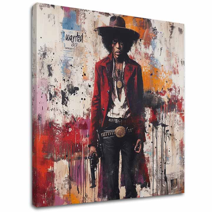 Immagine JIMI HENDRIX - Wild West in acrilico | rifinito a mano dall'artista - immagine 2