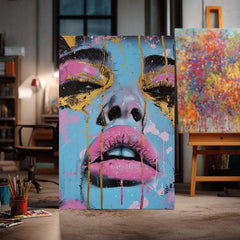 Immagine NEON LIPS su tela | rifinito a mano dall'artista