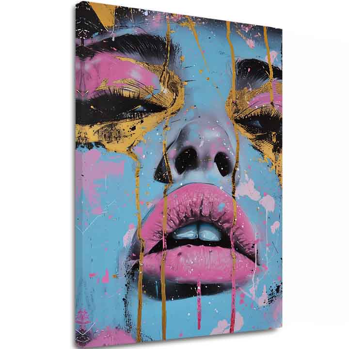 Immagine NEON LIPS su tela | rifinito a mano dall'artista - immagine 2