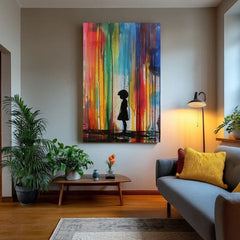 Immagine RAINBOW SILHOUETTE su tela | rifinito a mano dall'artista - immagine 4