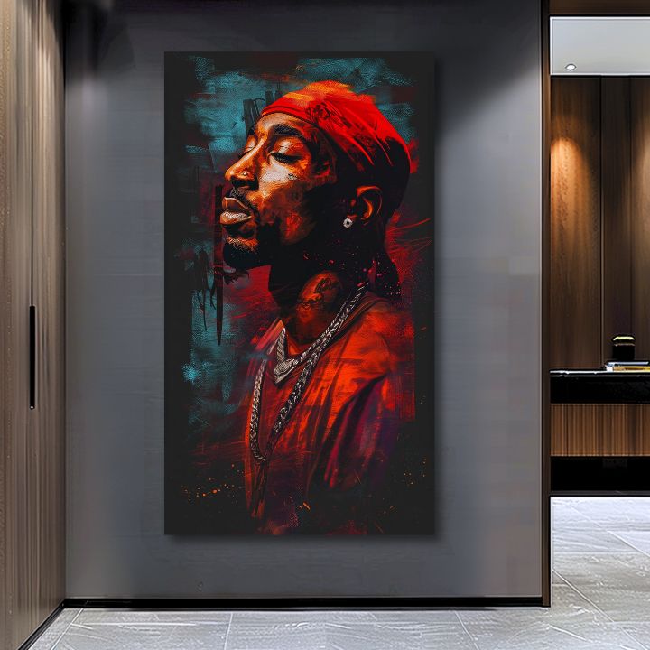 Immagine TUPAC SHAKUR - Icona dietro il microfono | rifinito a mano dall'artista