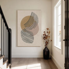 L'immagine su tela Cerchi astratti - Design beige-oro - immagine 4