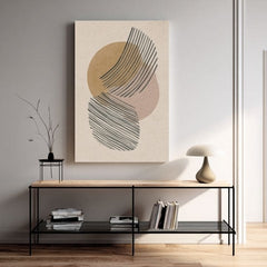 L'immagine su tela Cerchi astratti - Design beige-oro - immagine 3