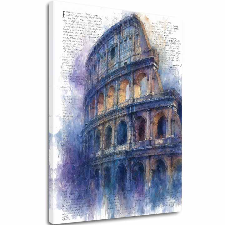 L'immagine su tela Colosseo in blu - Roma sul muro - immagine 2