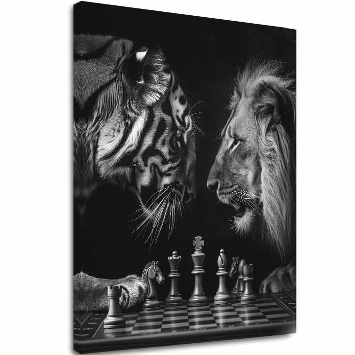 L'immagine su tela Il leone e la tigre - Strategia scacchistica - immagine 2