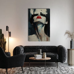 L'immagine su tela Labbra rosse - Design drammatico - immagine 3