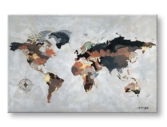 L'immagine su tela MAPPA DEL MONDO 1 parte