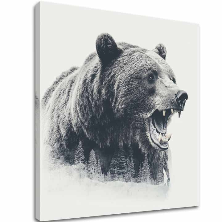 L'immagine su tela Orso nella nebbia - Motivo foresta - immagine 2