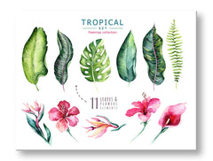 Arte murale con testo Fenicottero set tropicale