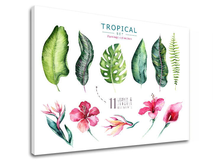 Arte murale con testo Fenicottero set tropicale - immagine 3