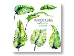 Arte da parete con testo Palm tropical leaves