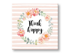 Arte da parete con testo Think happy