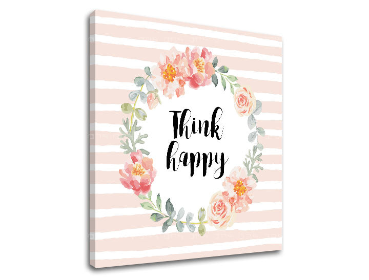 Arte da parete con testo Think happy - immagine 3