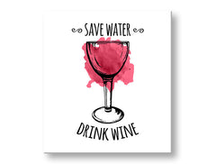 Arte da parete con testo Salva l'acqua - Bevi il vino