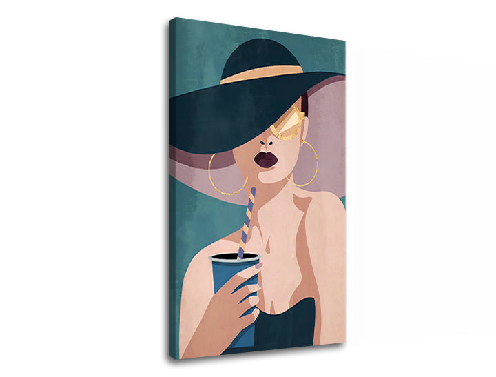 L'immagine su tela DONNA CON CAPPELLO 002 - immagine 3
