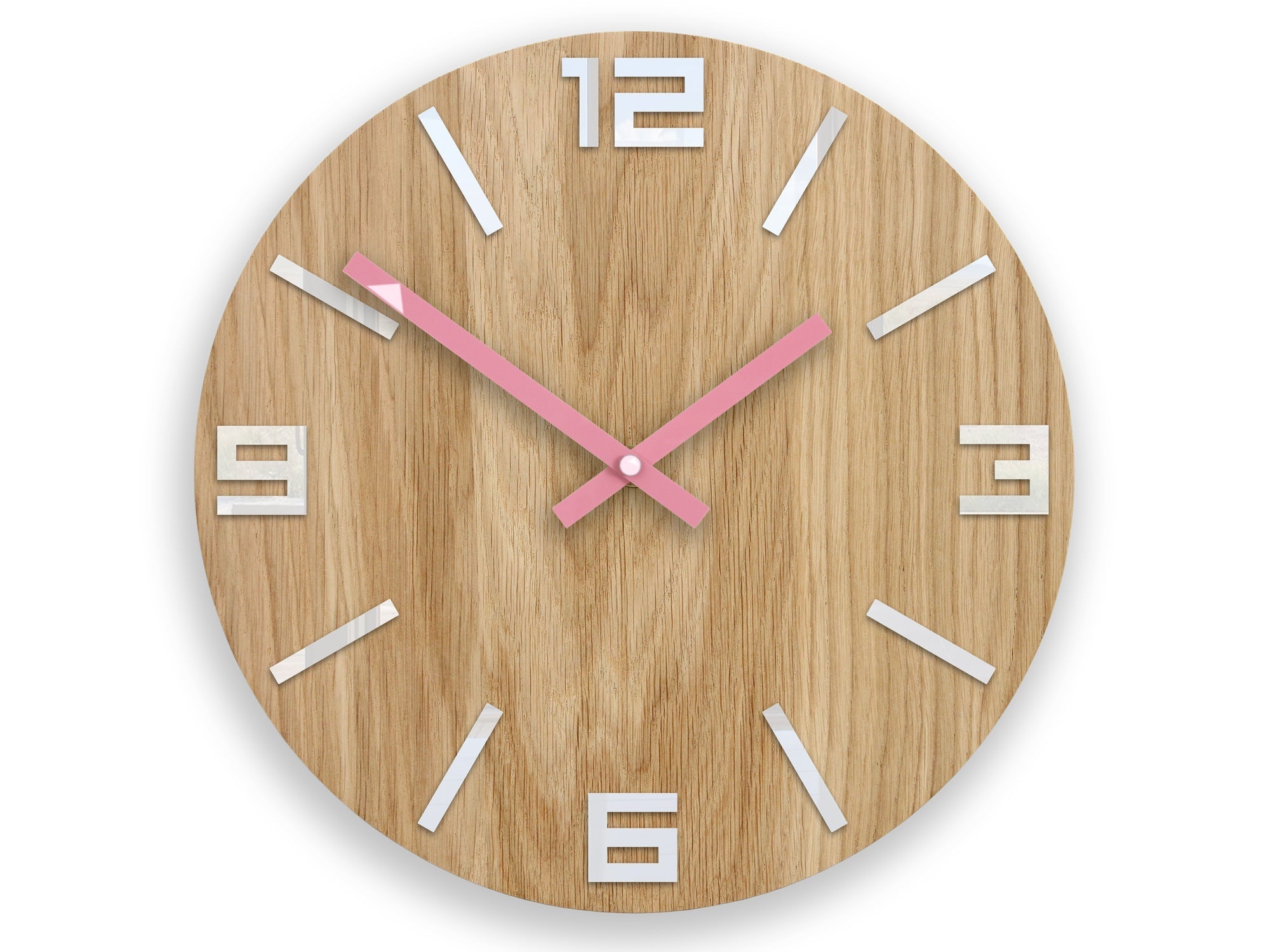 Orologio da parete in legno ARABIC Bianco-rosa