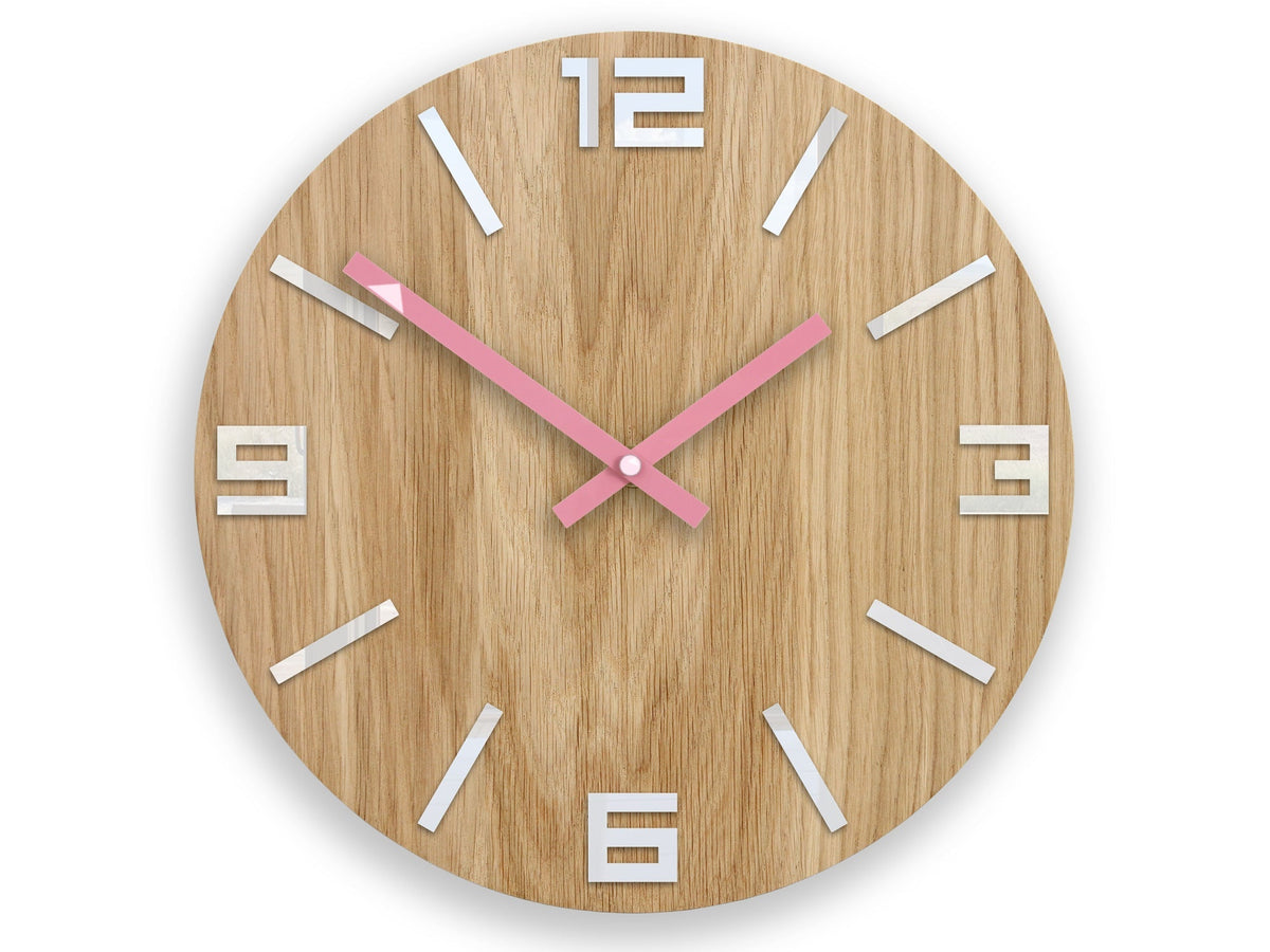 Orologio da parete in legno ARABIC Bianco-rosa