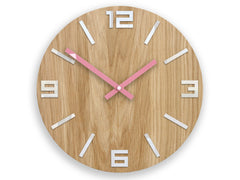 Orologio da parete in legno ARABIC Bianco-rosa