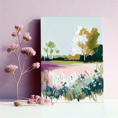 Paesaggio su tela In primavera in fiore