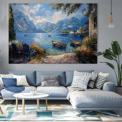 Paesaggio su tela Porto in montagna | rifinito a mano dall'artista - immagine 3