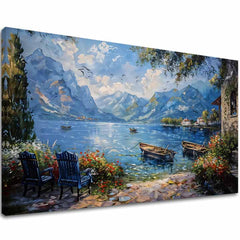Paesaggio su tela Porto in montagna | rifinito a mano dall'artista - immagine 2