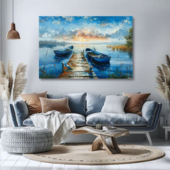 Paesaggio su tela Tramonto romantico | rifinito a mano dall'artista