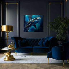 Pittura decorativa su tela - PREMIUM ART - Shark Force in Dark Water - immagine 3