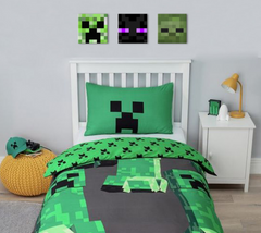 Pittura di Minecraft - Personaggi su tela in primo piano - Creeper, Enderman, Zombie - immagine 2