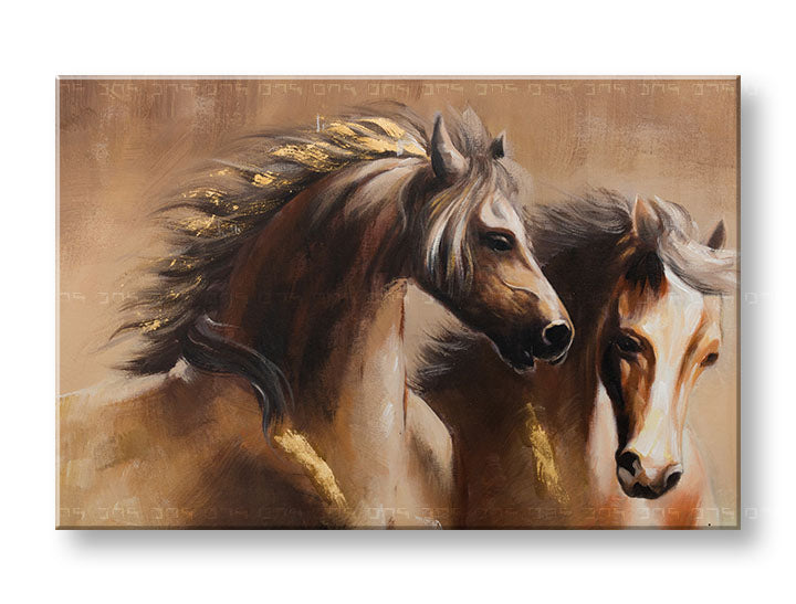 Quadro dipinto a mano per parete CAVALLI 90x60 cm – prospettiva 3D su tela con cornice in legno | 100% originale | acrilico su tela ARTMIE | Papilora.sk