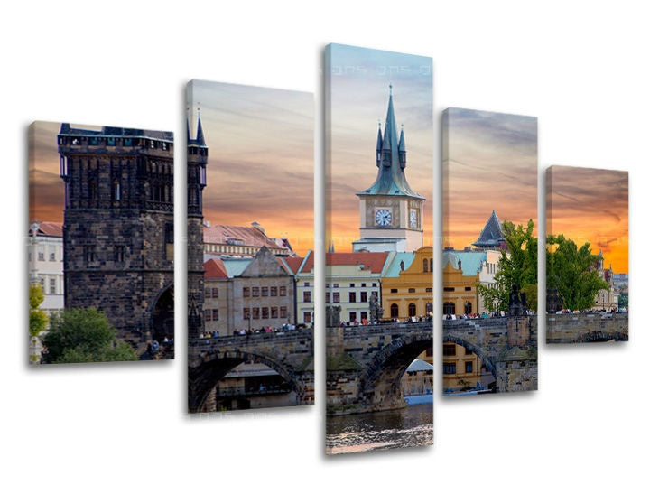 Pittura murale in 5 parti CITTÀ PRAGUE