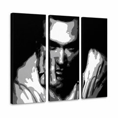 Pittura POP Art dipinta a mano Morrisey 3 pezzi di peste – Visualizzazione 3D del quadro dipinto a mano su sfondo bianco. Colori dominanti: nero, bianco, grigio.