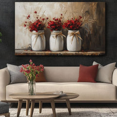 Pittura rustica | Fiori selvatici in vaso | rifinito a mano dall'artista
