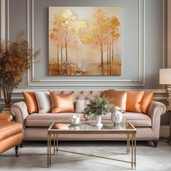 Pittura strutturata Camera d'oro sopra l'acqua - PREMIUM ART