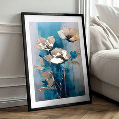 Poster da parete con effetto EXTRA - Teal Flowers