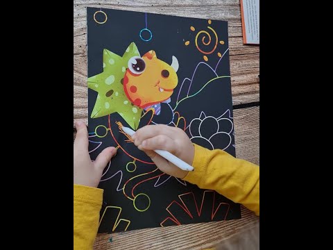 Immagini magici per graffiare per bambini - Piccolo dinosauro - 4 pz