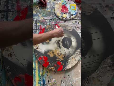 Quadro dipinto rotondo La storia della Terra