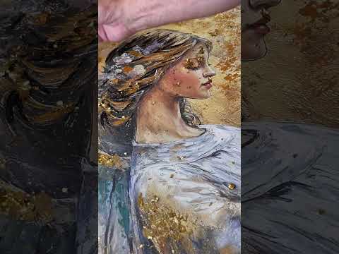 Dipinti di angeli Pace dorata | Pittura acrilica originale al 100%