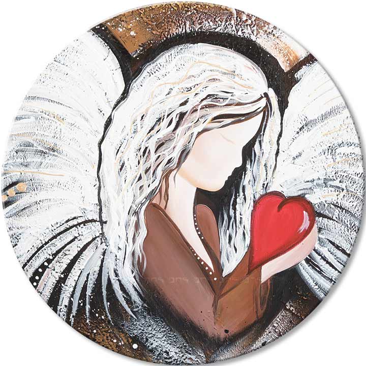 Quadri rotondi con acrilico Il guardiano del cuore - immagine 2