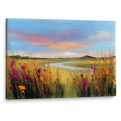 Quadro prato con fiori selvatici su tela