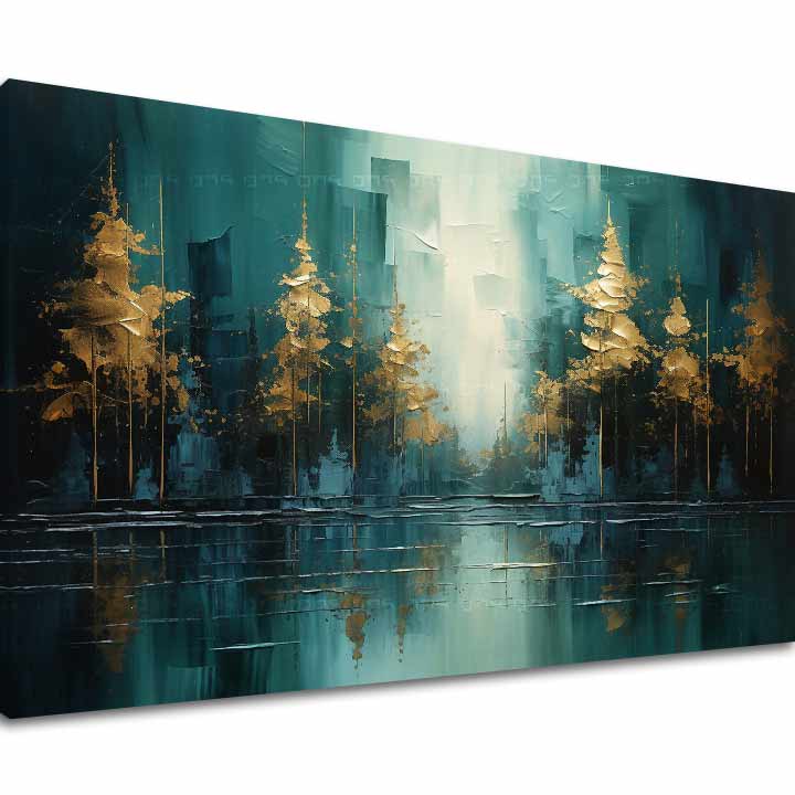 Quadro d'arte moderna Riflesso di foresta dorata - PREMIUM ART - immagine 2