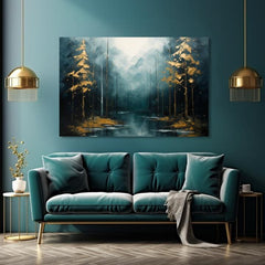 Quadro d'arte moderna Tocchi dorati di foresta - PREMIUM ART