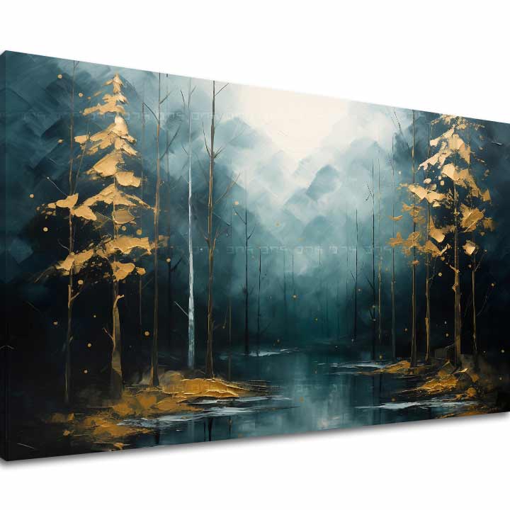 Quadro d'arte moderna Tocchi dorati di foresta - PREMIUM ART - immagine 2
