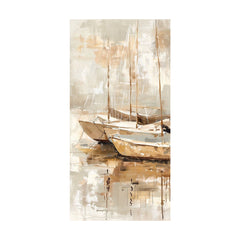 Quadro di barche a vela in tonalità beige – motivo completo