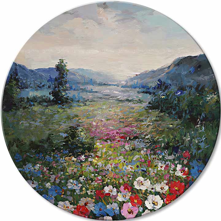 Quadro dipinto rotondo Calma mattutina - immagine 2