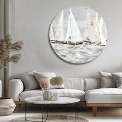 Quadro dipinto rotondo Mattina nell'oceano