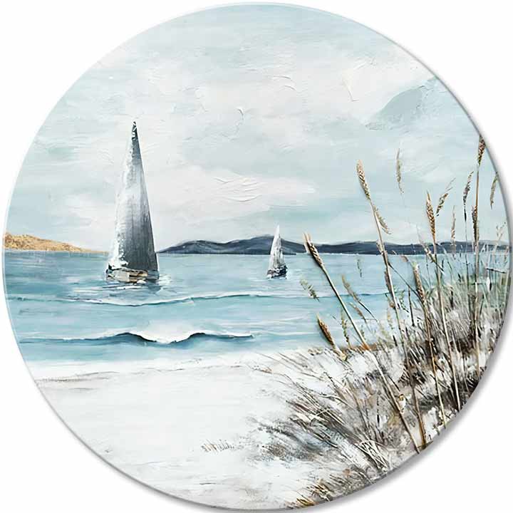Quadro dipinto rotondo Orizzonte lontano - immagine 2