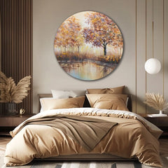 Quadro dipinto rotondo Sole nascosto
